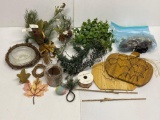 Artificial Greens Picks, Pieces, Pine Cones, Ribbon, Grapevine Wreath, Wood Cut-Outs