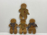 4 Wooden Gingerbread Men Ornaments
