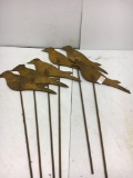 6 Metal Stakes with Metal Birds
