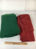 2 Large Pieces of Fleece Fabric- Red and Green