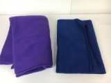 2 Large Pieces of Fleece Fabric- Purple and Blue
