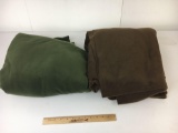 2 Pieces of Fleece Fabric- Forest Green and Dark Brown