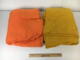 2 Large Pieces of Fleece Fabric- Coral and Gold