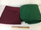 2 Large Pieces of Fleece Fabric- Maroon and Green