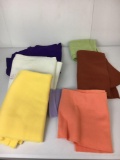 Several Remnants of Fleece Fabric- Blue, White, Yellow, Lavender, Coral, Rust and Sage