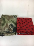 2 Large Pieces of Fleece Fabric- Tie Dye Camo and Dog Paw Print