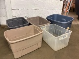 5 Plastic Storage Tubs