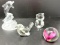 3 Glass Figurines- Dolphin, Bird, Bear and Floral Paperweight