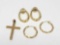 Gold Cross Pendant & 2 Pair of Gold Earrings