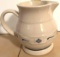 Longaberger Pottery Pitcher with Blue Decoration