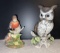 Owl and Robin Porcelain Figures