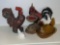 Rooster Figures and Hen on Nests