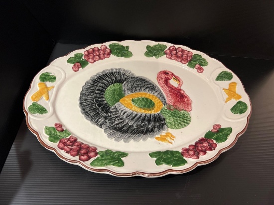 Large Painted Ceramic Turkey Platter