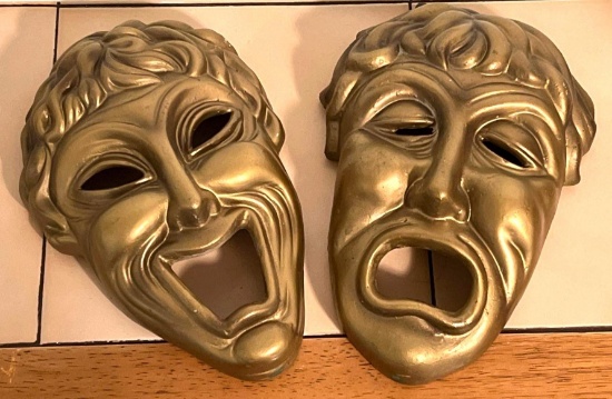 Pair of Theatrical Mask Wall Hangings