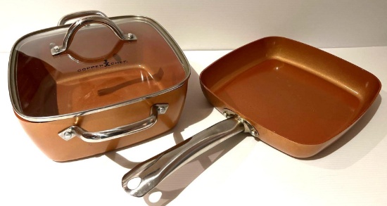 Copper Chef Skillet and Lidded Roaster, Like NEW