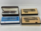 Cased Pen/Pencil Sets- 3 are Cross, One is Hallmark in Rosewood