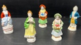 5 Small Figures- One Male, 4 Female, Made in Occupied Japan