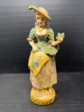 Occupied Japan Figure of Woman with Cross Necklace Holding Flowers