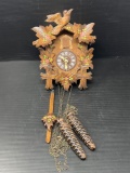 Black Forest Type Cuckoo Clock with Pine Cone Pulls and Paint Decoration
