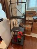 Metal 3-Tiered Shelf with Red Vase and Faux Orchid