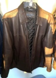 Perry Ellis Portfolio Brown Lambskin Jacket, Size XL