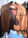 Francesco Vassi Brown Leather Jacket, Size 46