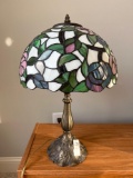 Metal Base Table Lamp with Leaded Glass Type Lamp Shade