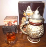 Liberty Bell Bottle with After Shave and Tall Ships Ceramic Stein with Wild Country Cologne