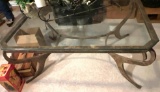 Metal Base Glass Top Coffee Table