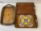 Vintage Decorated Wooden and Wicker Sided Trays