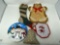 Wooden Stocking Sign, Gingerbread Man Platter, Snowmen Plate, Stuffed Bell and Other Tray