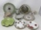 Grouping of Plates, Cups & Saucers, Vase, Floral Decorated Dish