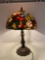 Metal Based Table Lamp with Leaded Glass Shade with Hummingbird