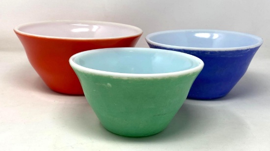 3 Graduated Mixing Bowls, Marked "McK"
