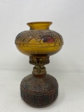Antique Amber Glass Oil Lamp