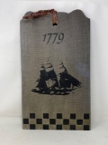 Wooden Wall Plaque with 3-Masted Ship and 