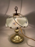 Brass Base Boudoir Lamp with Glass Shades
