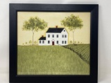 Framed Primitive Country Print of White House