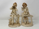 2 Figures- Boy and Girl Playing Instruments