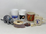 Coffee Mugs, Plastic Cups, Ribbon, Stuffed Armadillo, Patch & Pin