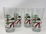 4 Snowman Jelly Jar Style Glasses