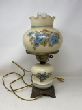 Gone with the Wind Style Lamp with Blue Floral Decoration