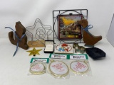 Wooden Animal Cut-Outs, Wire Napkin Holder, Packs of Decorative Frames, Trivets, Star Topper