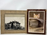 Framed Picture of Mt. Vernon Inn and Plaque with Cat in Hat