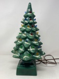 Vintage Ceramic Christmas Tree with Colored Bulbs
