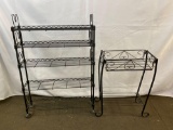 2 Wire Racks- One Has 5 Shelves, Other is Plant Stand