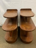 Pair of Step Back End Tables, Each with 3 Shelves