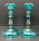 Pair of Imperial Carnival Glass Double Scoll Candle Sticks, Antique
