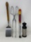 Spatula, Long-Handled Tongs, Oven Rack Puller and Pepper Mill