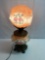 Gone with the Wind Style Lamp with Floral Decoration on Peach Frosted Glass
